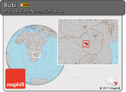 Gray Location Map of Bubi, within the entire country