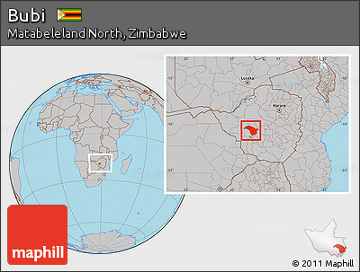 Gray Location Map of Bubi, within the entire country