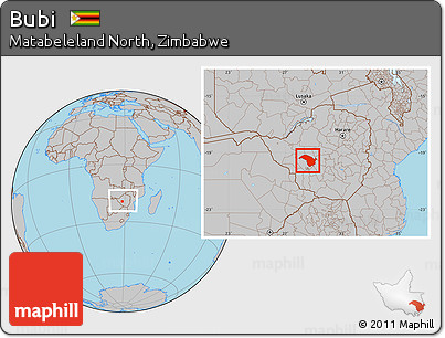Gray Location Map of Bubi, within the entire country