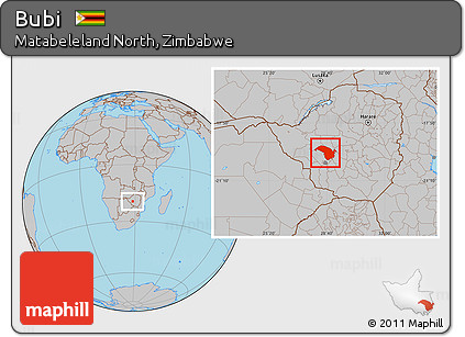 Gray Location Map of Bubi