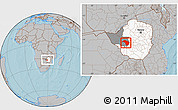 Gray Location Map of Bubi, highlighted country, highlighted parent region, within the entire country, hill shading