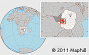 Gray Location Map of Bubi, highlighted country, highlighted parent region, within the entire country