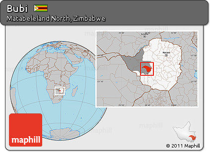 Gray Location Map of Bubi, highlighted country, highlighted parent region