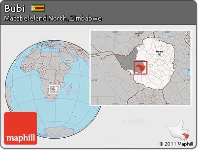Gray Location Map of Bubi, highlighted country, highlighted parent region