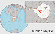 Gray Location Map of Bubi, highlighted country