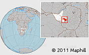 Gray Location Map of Bubi, highlighted parent region, hill shading