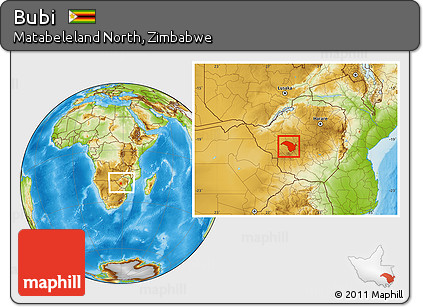Physical Location Map of Bubi, within the entire country