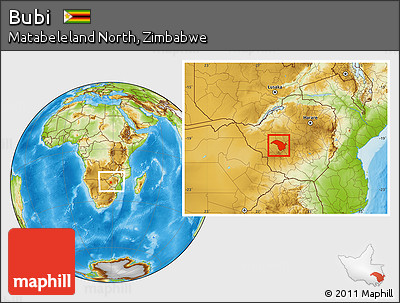 Physical Location Map of Bubi, within the entire country