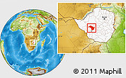 Physical Location Map of Bubi, highlighted country