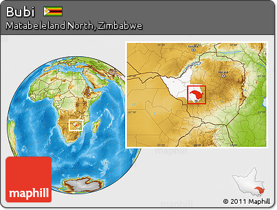 Physical Location Map of Bubi, highlighted parent region