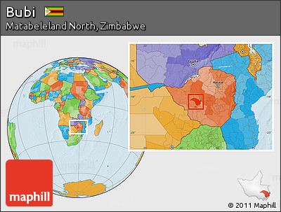 Political Location Map of Bubi, within the entire country