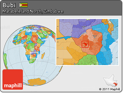 Political Location Map of Bubi, within the entire country