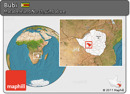 Satellite Location Map of Bubi, highlighted country, within the entire country