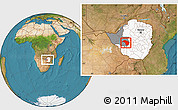 Satellite Location Map of Bubi, highlighted country, highlighted parent region, within the entire country