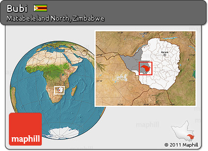 Satellite Location Map of Bubi, highlighted country, highlighted parent region