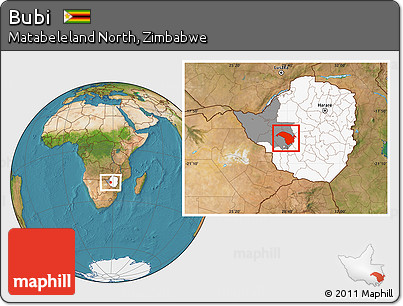 Satellite Location Map of Bubi, highlighted country, highlighted parent region