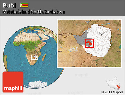 Satellite Location Map of Bubi, highlighted country, highlighted parent region