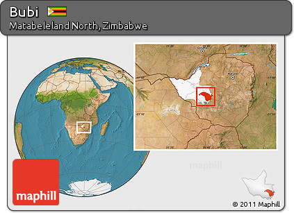 Satellite Location Map of Bubi, highlighted parent region
