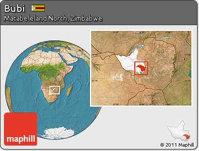 Satellite Location Map of Bubi, highlighted parent region
