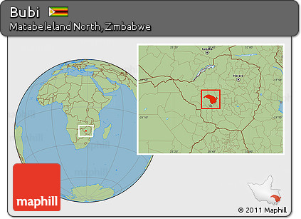 Savanna Style Location Map of Bubi