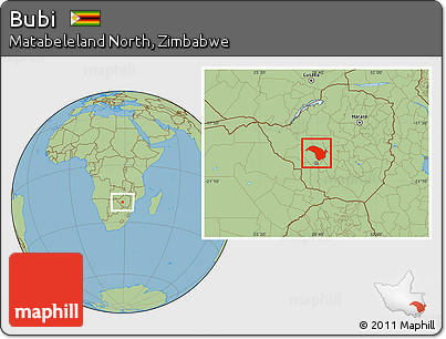 Savanna Style Location Map of Bubi