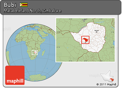 Savanna Style Location Map of Bubi, highlighted country