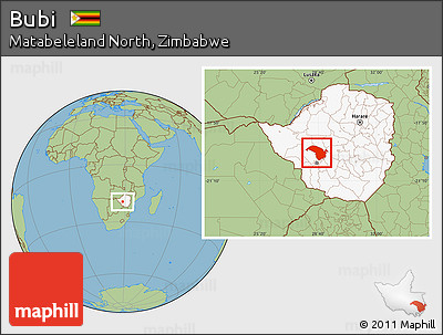 Savanna Style Location Map of Bubi, highlighted country