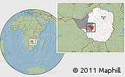 Savanna Style Location Map of Bubi, highlighted country, highlighted parent region, hill shading