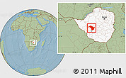 Savanna Style Location Map of Bubi, highlighted country, hill shading