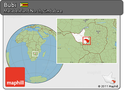 Savanna Style Location Map of Bubi, highlighted parent region