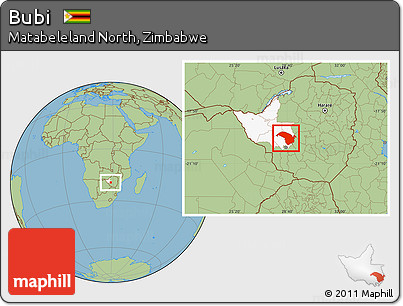 Savanna Style Location Map of Bubi, highlighted parent region