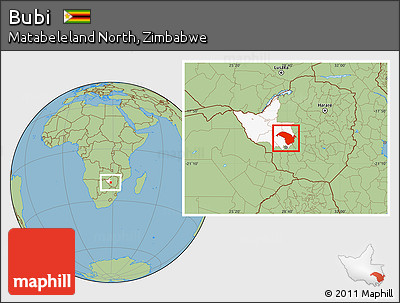 Savanna Style Location Map of Bubi, highlighted parent region
