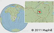 Savanna Style Location Map of Bubi, hill shading