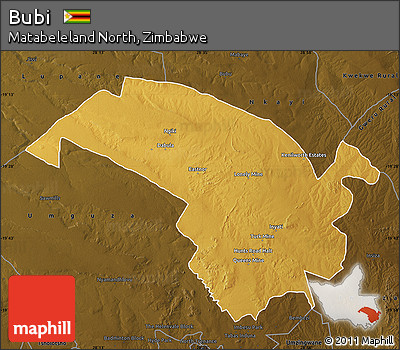 Physical Map of Bubi, darken