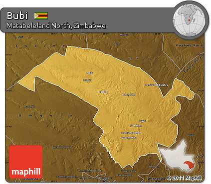 Physical Map of Bubi, darken