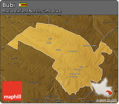 Physical Map of Bubi, darken