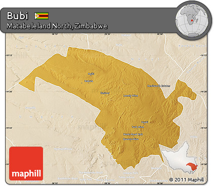 Physical Map of Bubi, lighten
