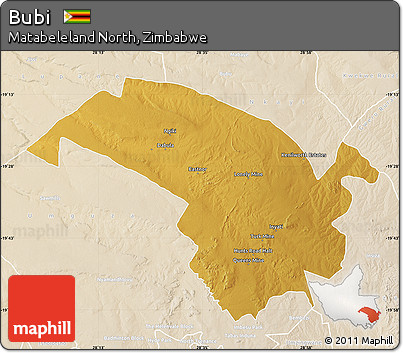 Physical Map of Bubi, lighten