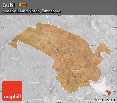 Satellite Map of Bubi, lighten, desaturated