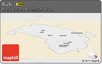 Classic Style Panoramic Map of Bubi, single color outside