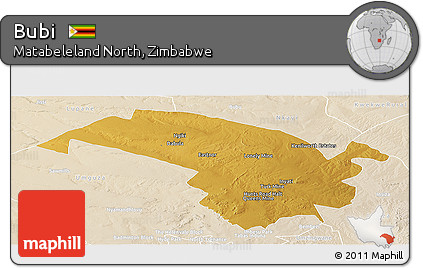 Physical Panoramic Map of Bubi, lighten