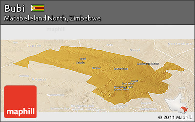 Physical Panoramic Map of Bubi, lighten