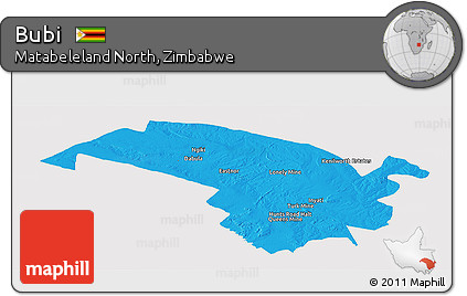 Political Panoramic Map of Bubi, cropped outside