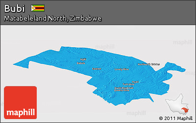 Political Panoramic Map of Bubi, cropped outside