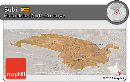 Satellite Panoramic Map of Bubi, lighten, semi-desaturated