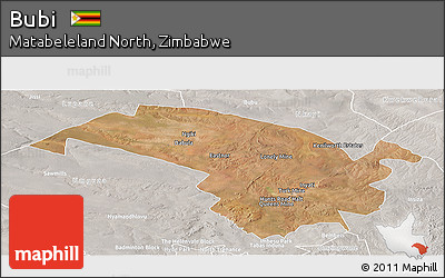 Satellite Panoramic Map of Bubi, lighten, semi-desaturated