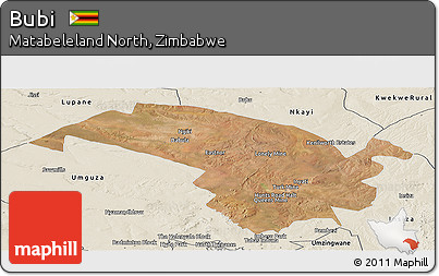 Satellite Panoramic Map of Bubi, shaded relief outside