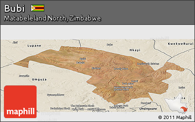 Satellite Panoramic Map of Bubi, shaded relief outside