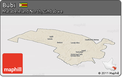 Shaded Relief Panoramic Map of Bubi, cropped outside