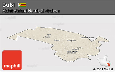 Shaded Relief Panoramic Map of Bubi, cropped outside